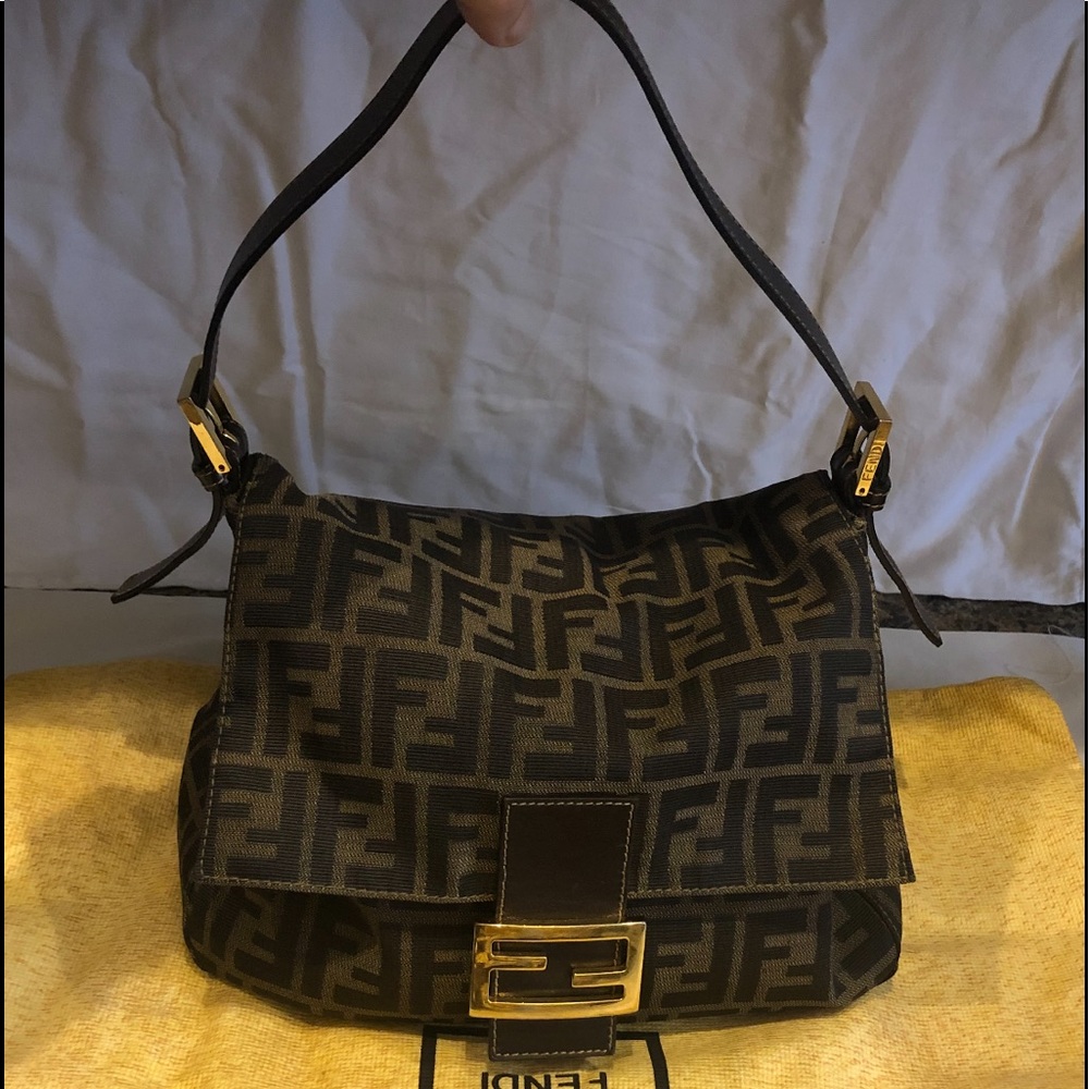 Women Authentic Fendi monogram canvas handbag